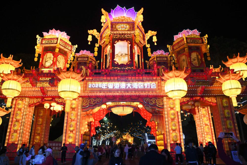 观众在粤港澳大湾区灯会上赏灯。