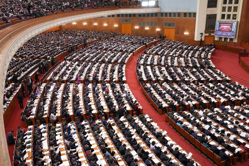 3月8日，十四届全国人大三次会议在北京人民大会堂举行第二次全体会议。