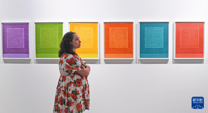 3月28日，观众在2025年巴塞尔艺术展香港展会参观。