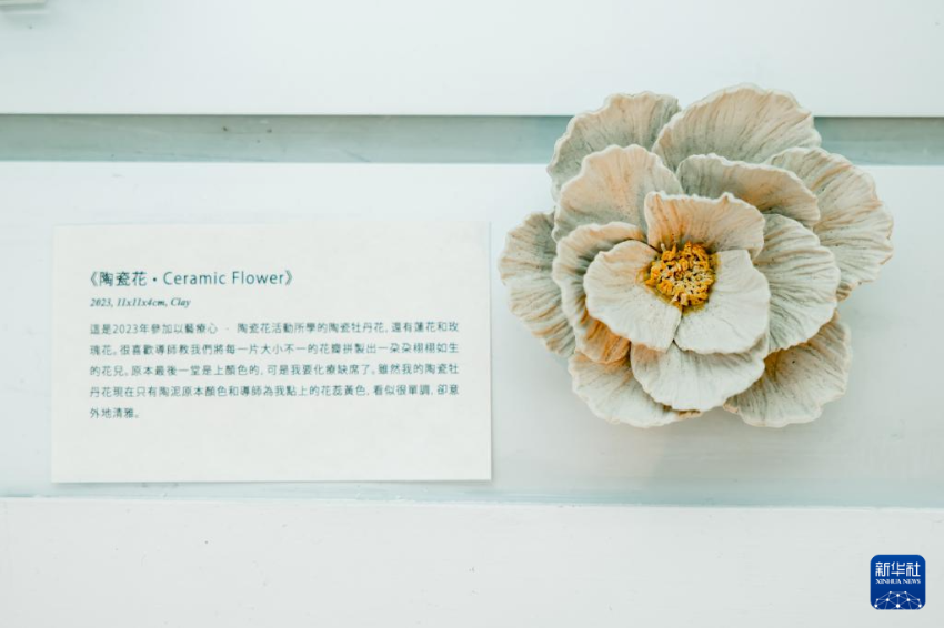 4月18日，香港癌症基金会服务使用者、患者叶颖瑜个人作品展上的陶瓷作品。