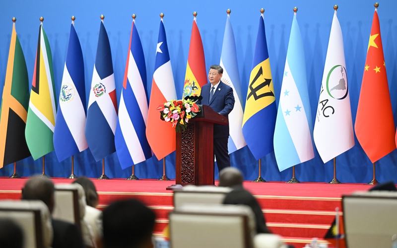 5月13日上午，国家主席习近平在北京国家会议中心出席中国－拉美和加勒比国家共同体论坛第四届部长级会议开幕式并发表主旨讲话。